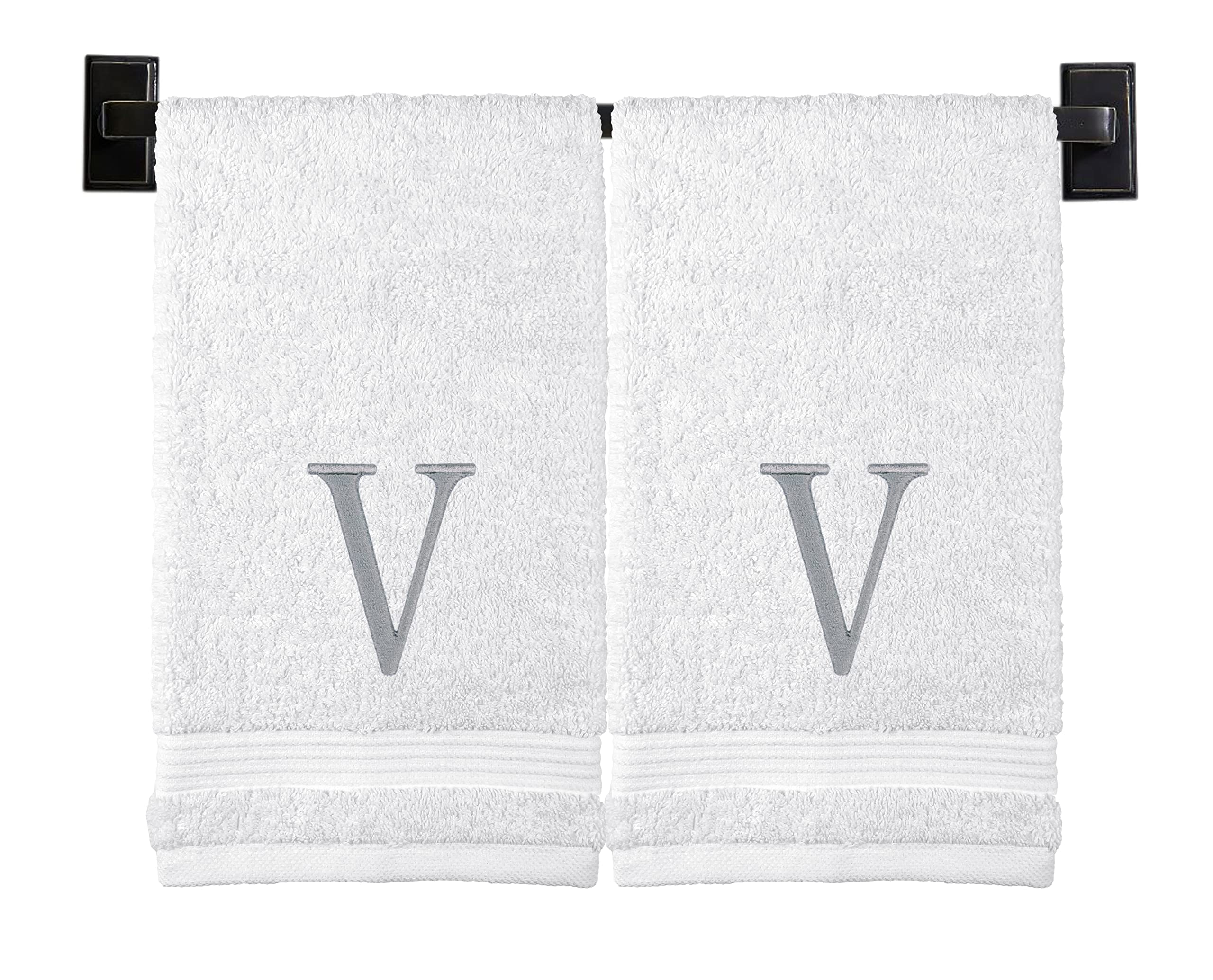 Custom Luxury Towels Monogrammed Hand Towels for Bathroom | Luxury Turkish Cotton | Embroidered in USA | Set of 2 | Choose Set Color and Monogram