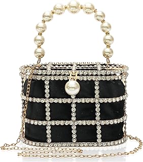 CARIEDO Evening Handbag Women Clutch Purses with Pearl Diamonds for Wedding Prom Birthday Party Dinner Accessories