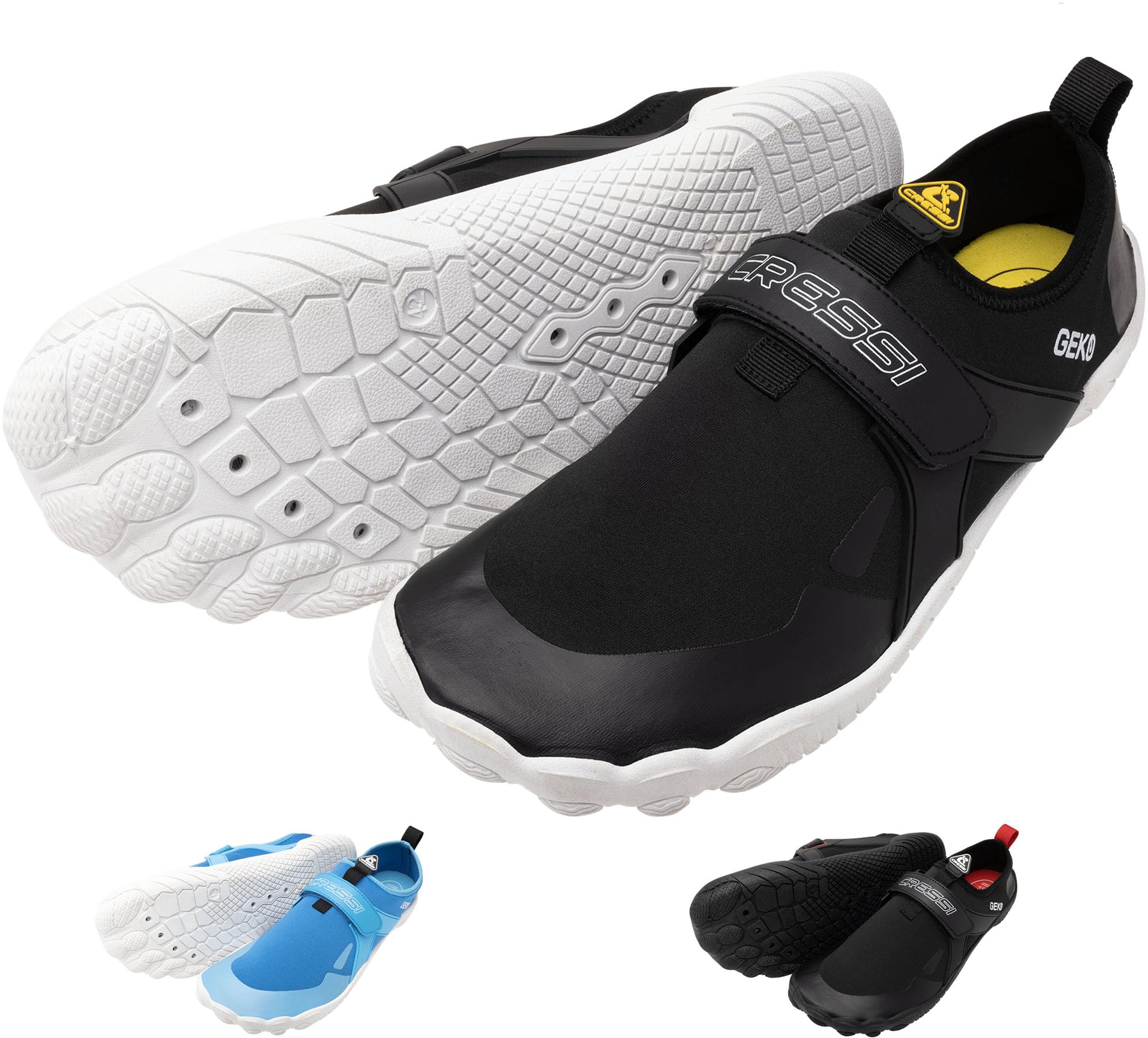 CRESSI Buty Geko Black/White 38 - Unisex Rock Shoe Idealne do wciągających wrażeń w środowisku wodnym z bezpośrednim połączeniem z dnem morskim, czarne/białe, 38
