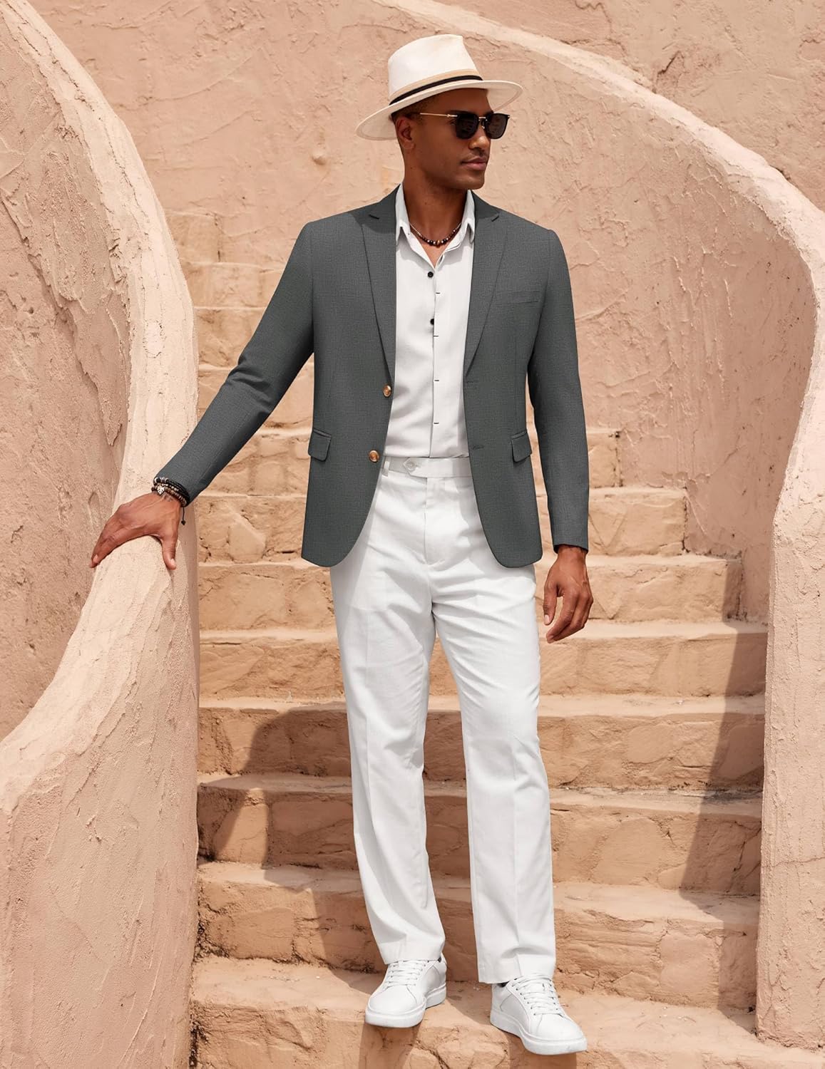 COOFANDY Mens Casual Cotton Linen Blazer Lightweight Linen Sport Coat Two Button Suit Jacket - Image 2