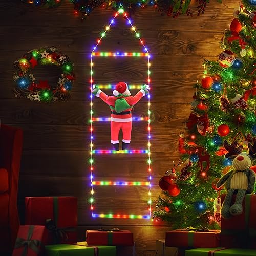 Luces de escalera para decoración de Navidad, luces LED de Navidad de 3.3 pies para interiores con temporizador, 8 modos, luces decorativas de