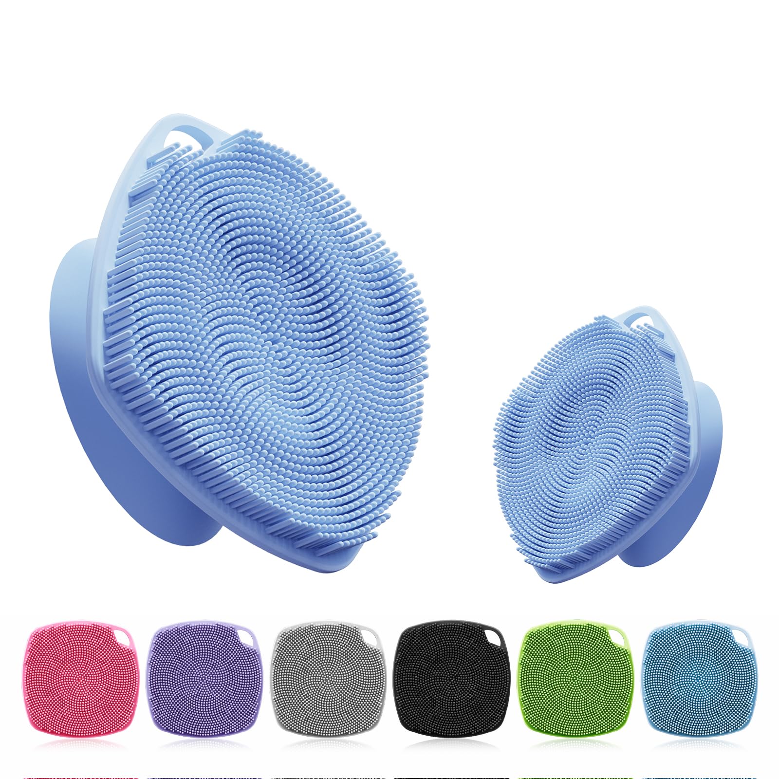 Silicone Body Scrubber with Suction Cup, Gentle Texture Exfoliating Body Scrubber for Men and Women On Sensitive Skin, Build Up Lather, Deep Skin Clean (Body+ Face Scrubber Blue)-picture-53