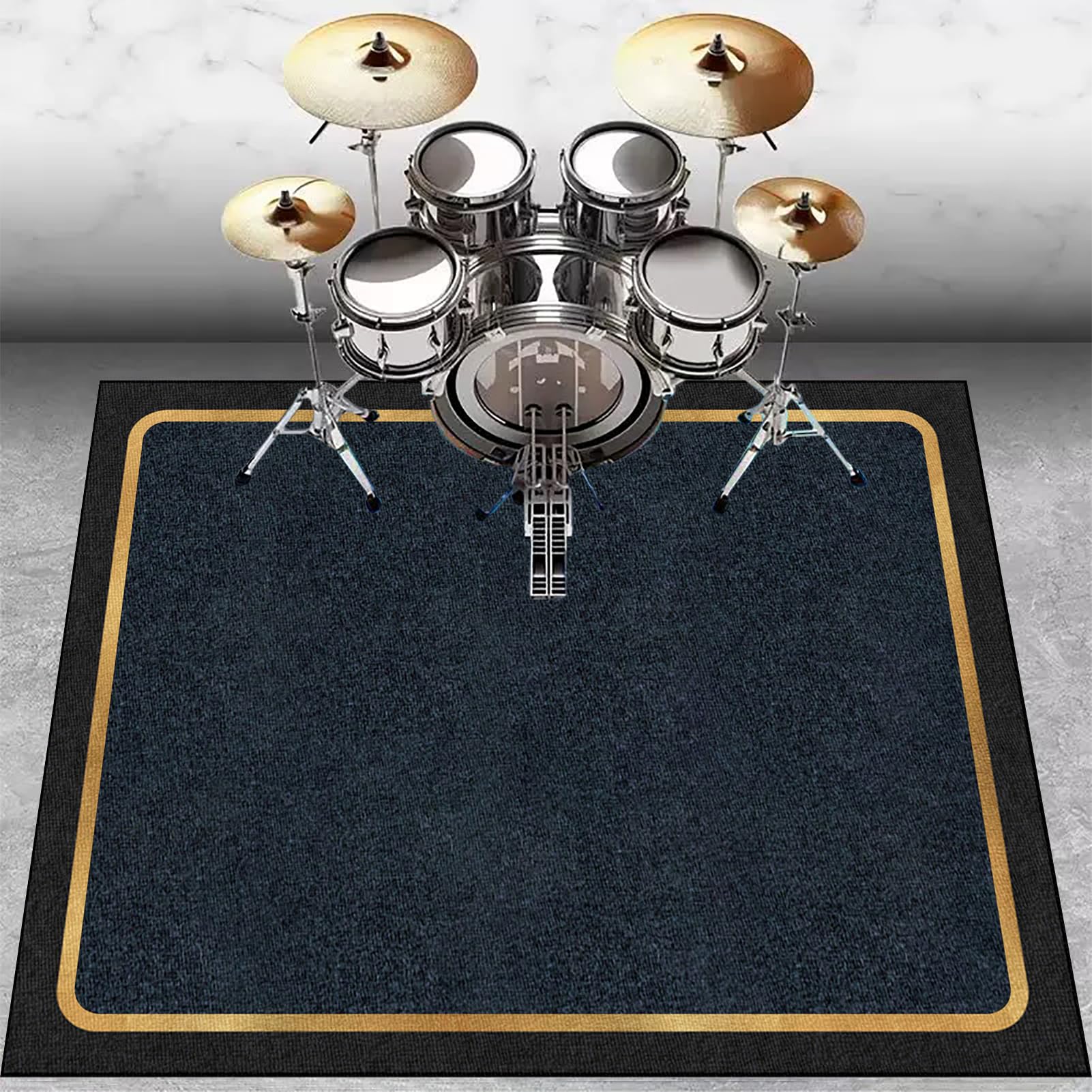 Tappeto Drum Tappeto per Batteria Acustica Antiscivolo Tamburo Tappeto, Professionale Tappeto Batteria Elettronica, Assorbimento degli Urti Insonorizzato Antiscivolo Tappeto a Tamburo 160 x 140 cm