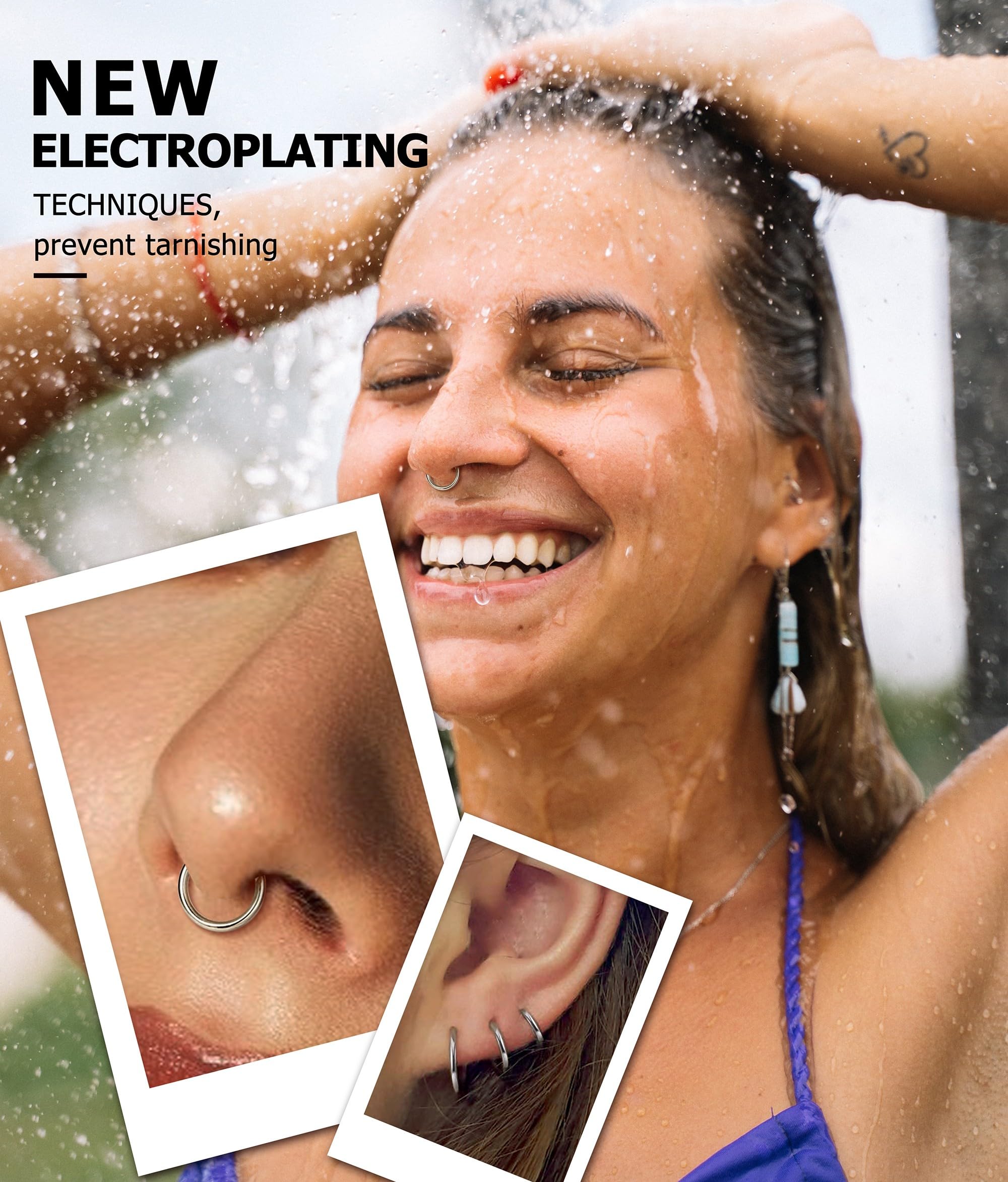 BodyBonita Piercing Naso Cerchio Acciaio Chirurgico 316L 8/5/4 pezzi 20G/18G/16G Septum Piercing alle Labbra Trago Helix Orecchino Conch Piercing Daith Nostril Anello Cartilagine Elice Tragus Rook