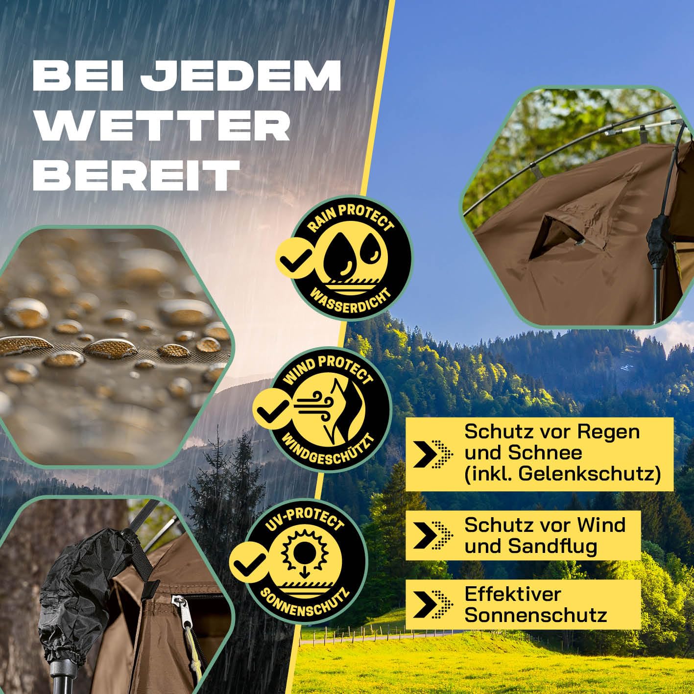 LUMALAND Tente de Douche de qualité supérieure + Douche de Camping avec Batterie - Idéal pour Le Camping, Les Festivals et la pêche - Imperméable et Coupe-Vent - Tente de Toilette pour l'intérieur et