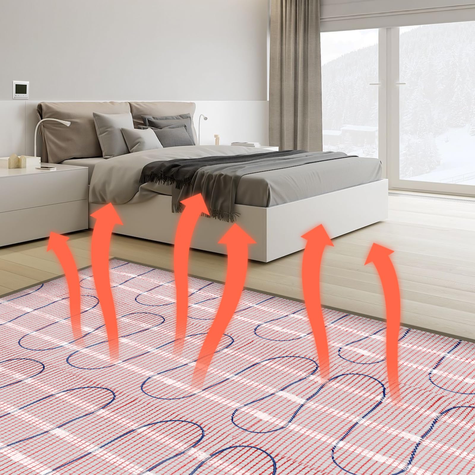 Zestaw mat grzewczych, system ogrzewania podłogowego, mata podłogowa z ogrzewaniem podłogowym, kompletny zestaw mat na kabel grzejny 150 W/m2 do energooszczędnego elektrycznego ogrzewania podłogowego