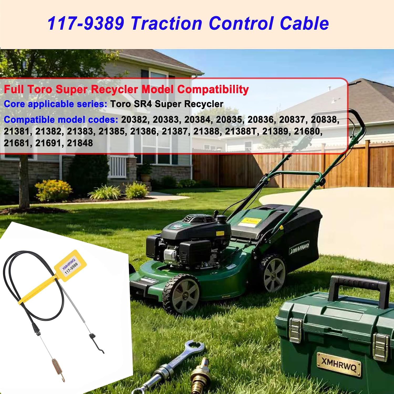 117-9389 Traction Control Cable, Fits Toro SR4 Super Recycler Walk Lawn Mowers | 50 Inch Total Length Z-Bend & Spring Ends,