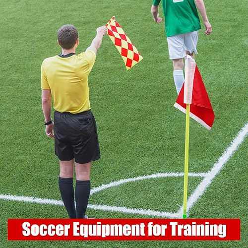 Miniatura 5 de Mepase Banderas de fútbol de repuesto, 4 unidades, banderas de esquina de fútbol rojo, equipo de fútbol de árbitro para pista de fútbol, voleibol