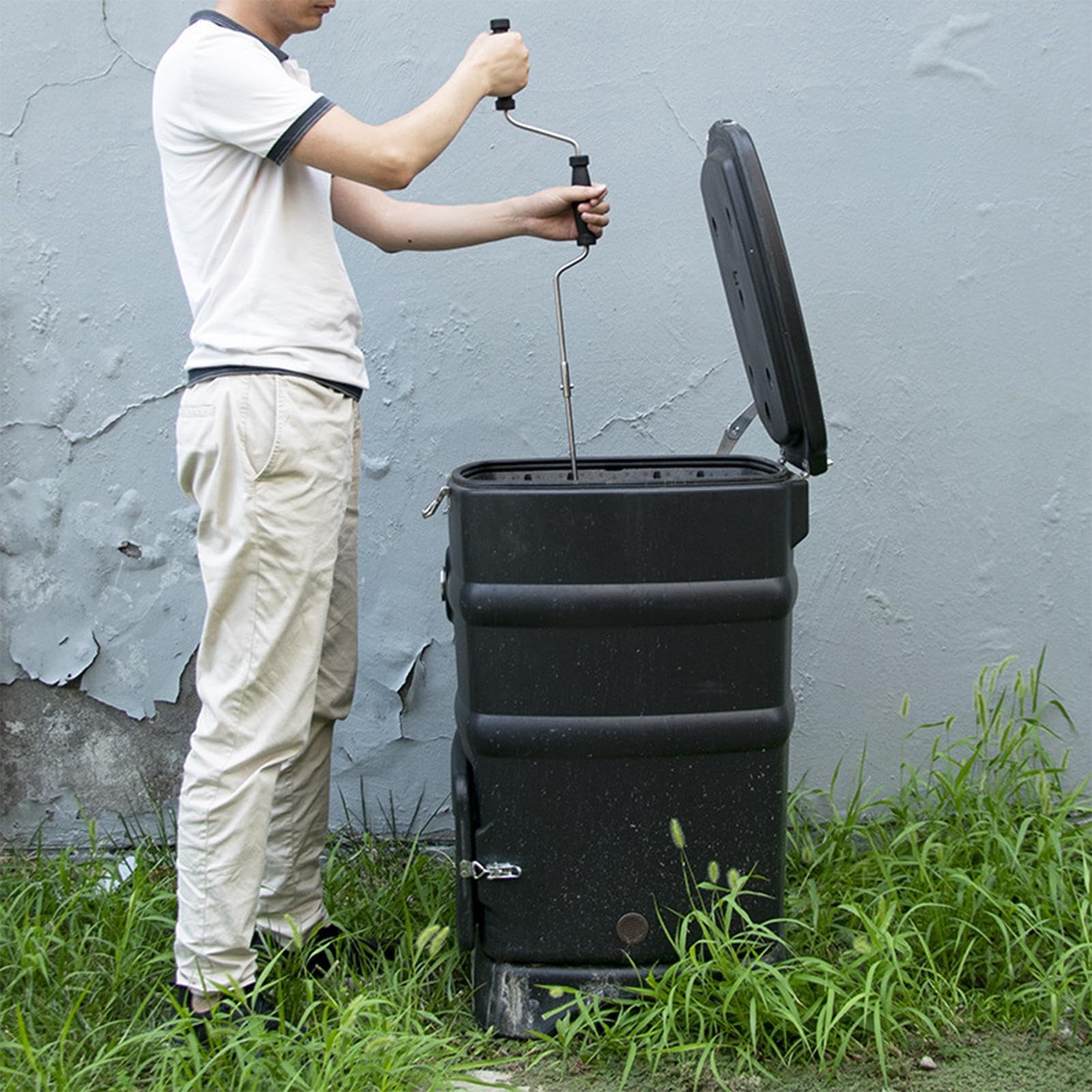 Aireador de Compost, Gira Compost,Herramienta de Mezcla de aireación de | Compost Manual de Acero Inoxidable | Aireador de césped aflojador de Suelo, manivela de Compost,