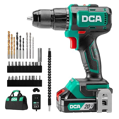 DCA 20V Brushless Hammer Drill Cordless, 492 in-lb Torque Impact