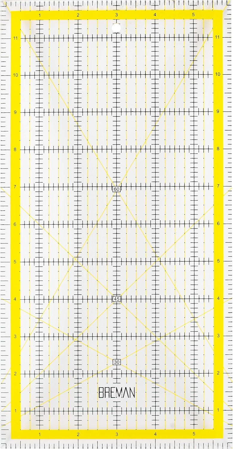 Breman Precision by WA Portman Quilting Ruler - 6x12 Inch Clear Acrylic Ruler for Sewing and Quilting - Clear Sewing Ruler for Fabric or Other Materials - Clear Grids for Precision Measurements : Arts, Crafts & Sewing