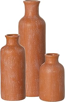 Sullivans Terracota Matte Ceramic Vase Set, Vases for Modern Home Decor, Kitchen, Bedroom, Office, Living Room, Bathroom, Shelf Centerpiece Table Decorations