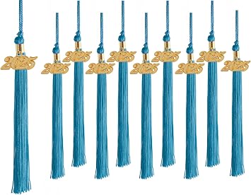 10 Pieces Graduation Tassels Whit Charm 2025 for Graduation Cap and Gown,Teal