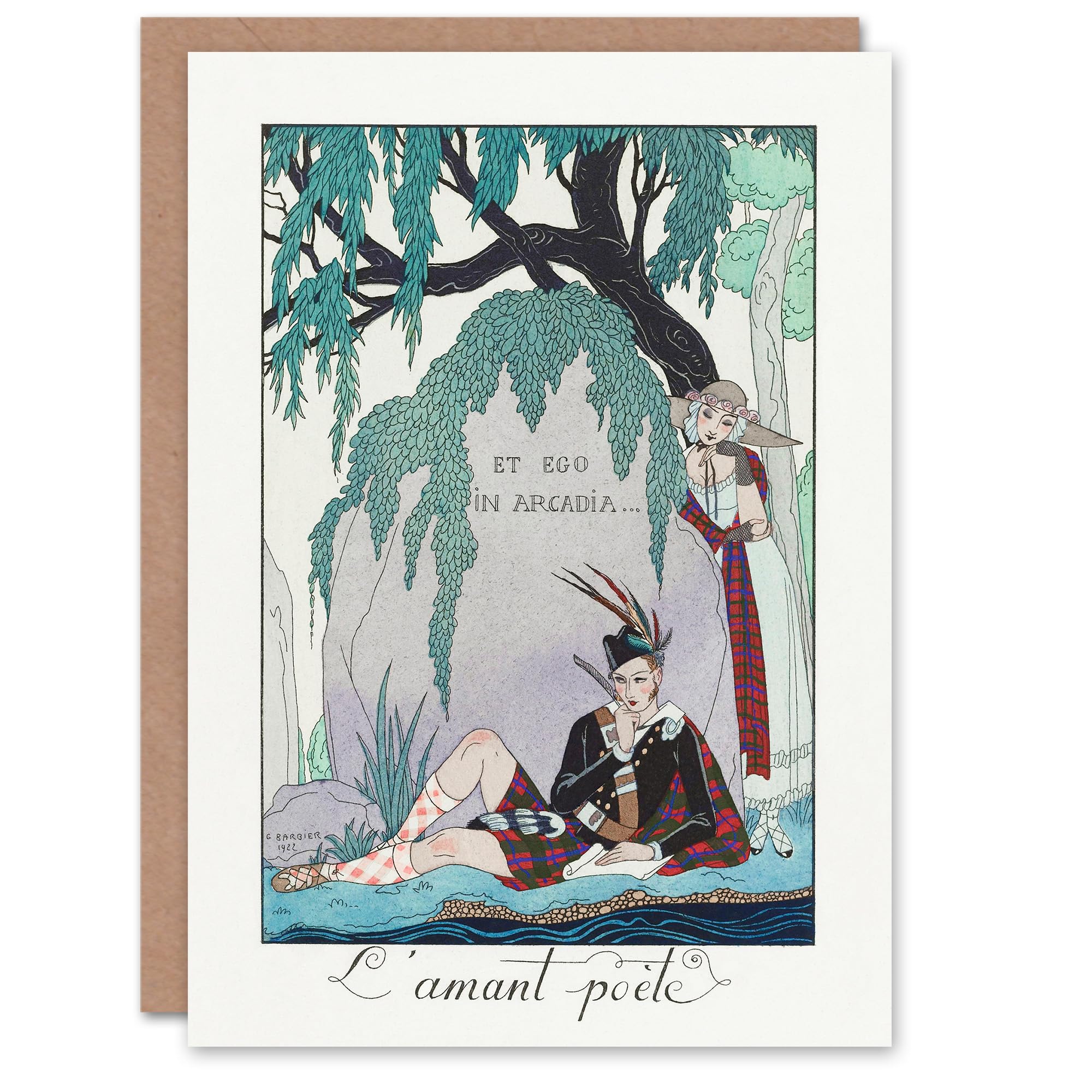 Artery8 George Barbier Art Card The Poet Lover Vintage Illustration