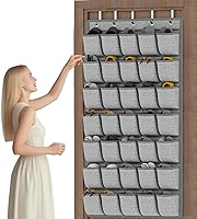 Vista 13 de homyfort Paquete de 2 organizadores de zapatos para colgar sobre la puerta, estante colgante de almacenamiento de zapatos con 48 bolsillos grandes