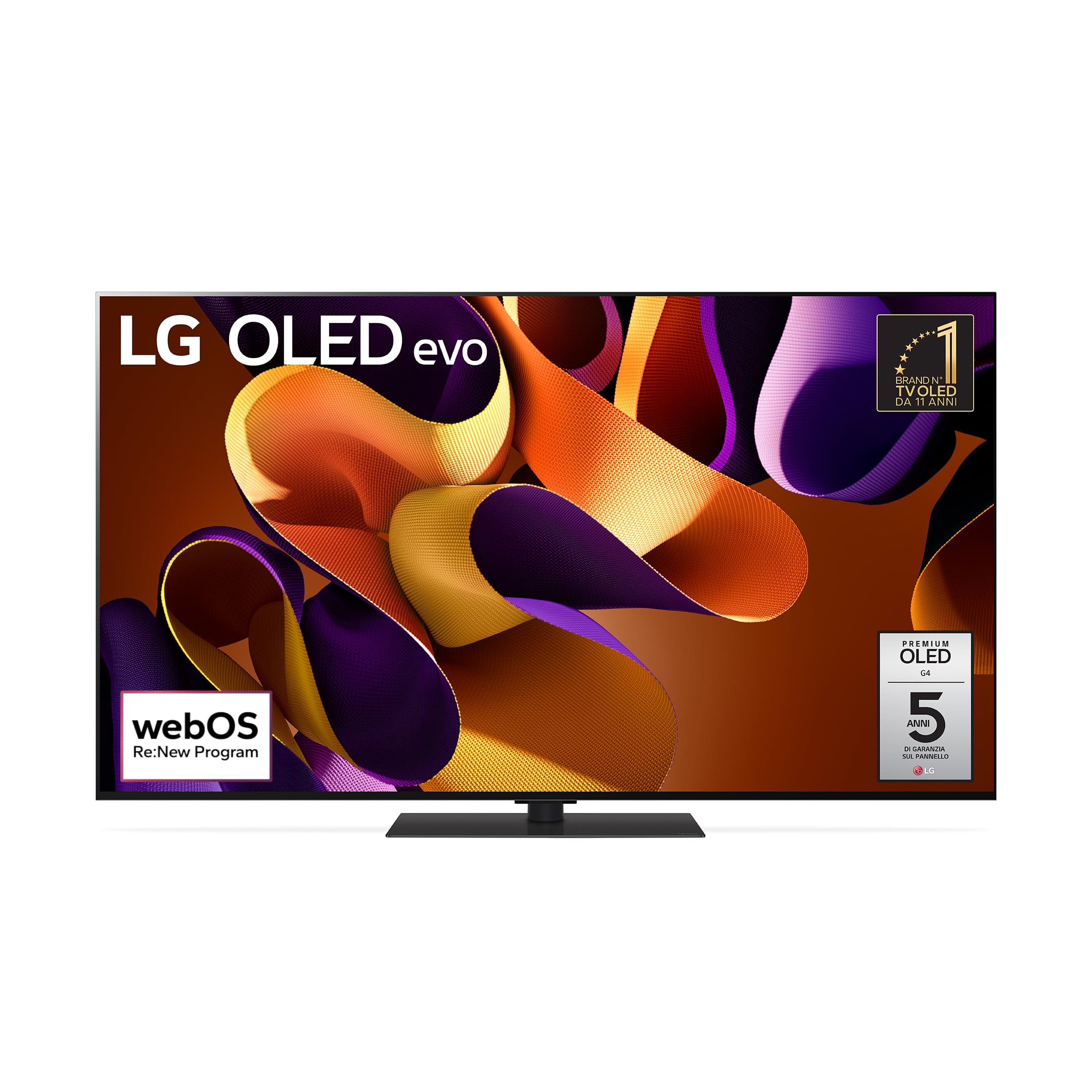 LG OLED evo 55'', Serie G4S 2024, OLED55G46LS, Smart TV 4K, Base da appoggio, Processore α11, Brightness Booster Max, 60W, Dolby Vision, Wi-Fi 6, 4 HDMI 2.1 4K@144Hz, GSYNC, VRR, ThinQ AI, webOS 24 "55 con stand da appoggio Serie G4 - 2024