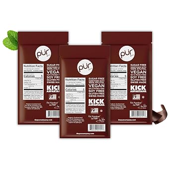 PUR Gum | Aspartame Free Chewing Gum | 100% Xylitol | Natural Chocolate Mint Flavored Gum, 55 Pieces (Pack of 3)