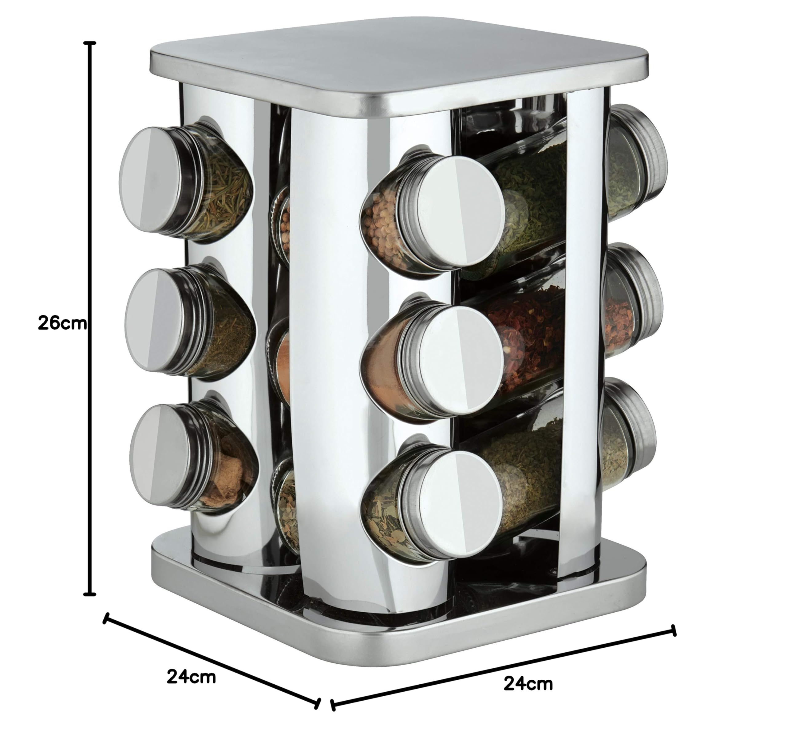 Trudeau Kitchen 12 Bottle Countertop Square Spice Rack and 3