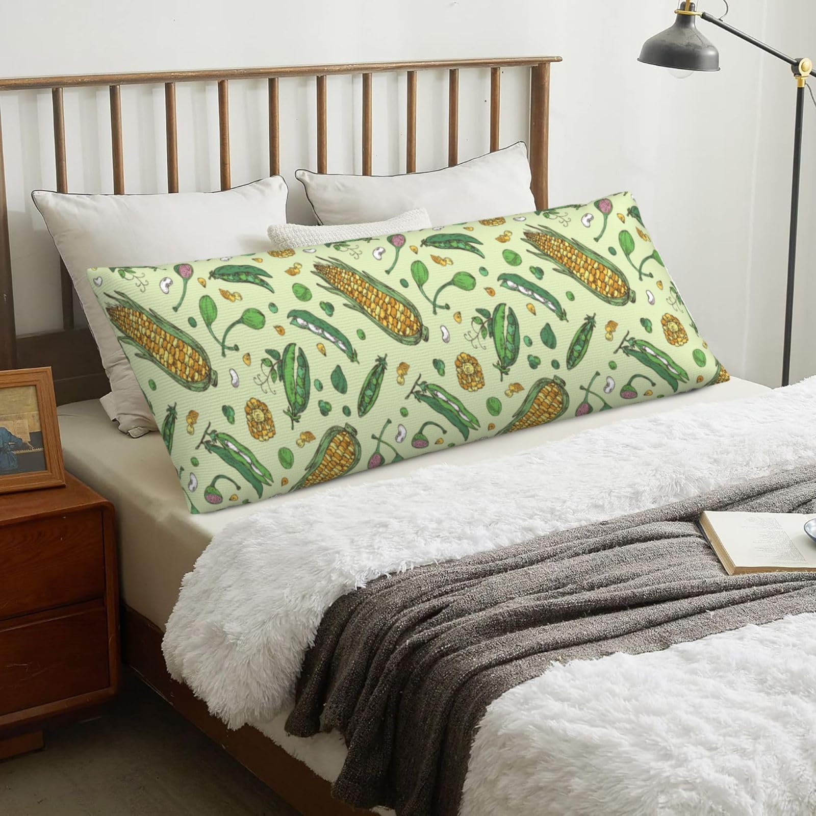 Corn Peas Pod Beans Pod Caper, Body Pillow Cover with Zipper,Long Body Pillowcase 20 x 60 in