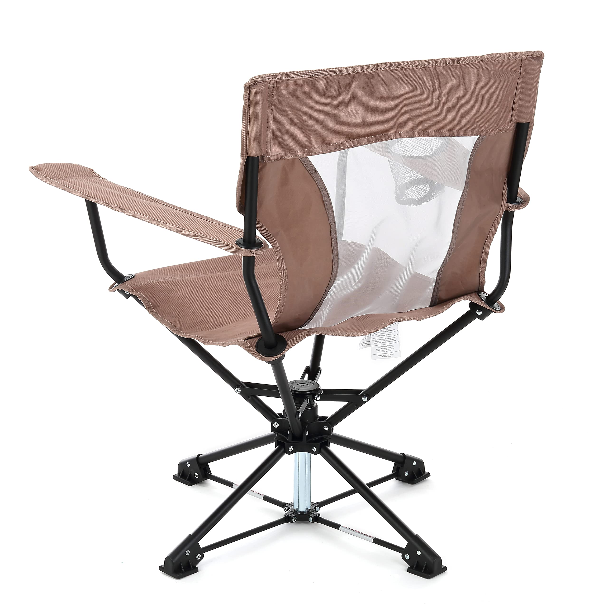 ARROWHEAD OUTDOOR 360° Degree Swivel Hunting Chair w/Armrests, Perfect for Blinds, No Sink Feet, Supports up to 450lbs, Carrying Case, Steel Frame, Fishing, High-Grade 600D Canvas, USA-Based Support