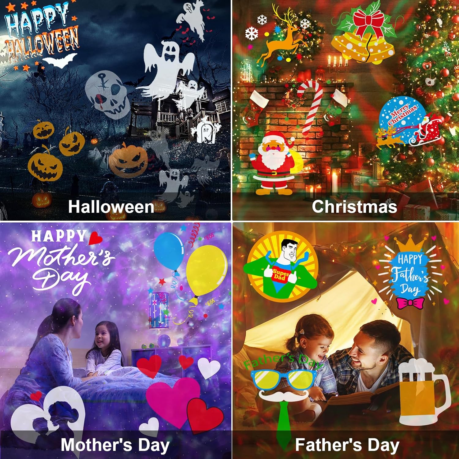 Brighter Halloween Decorations Projector Lights, 2025 Upgraded Holiday Projectors, Christmas Projector with 19 HD Replaceable Slides (Ocean Wave & Patterns), Waterproof Halloween Projector Light Show