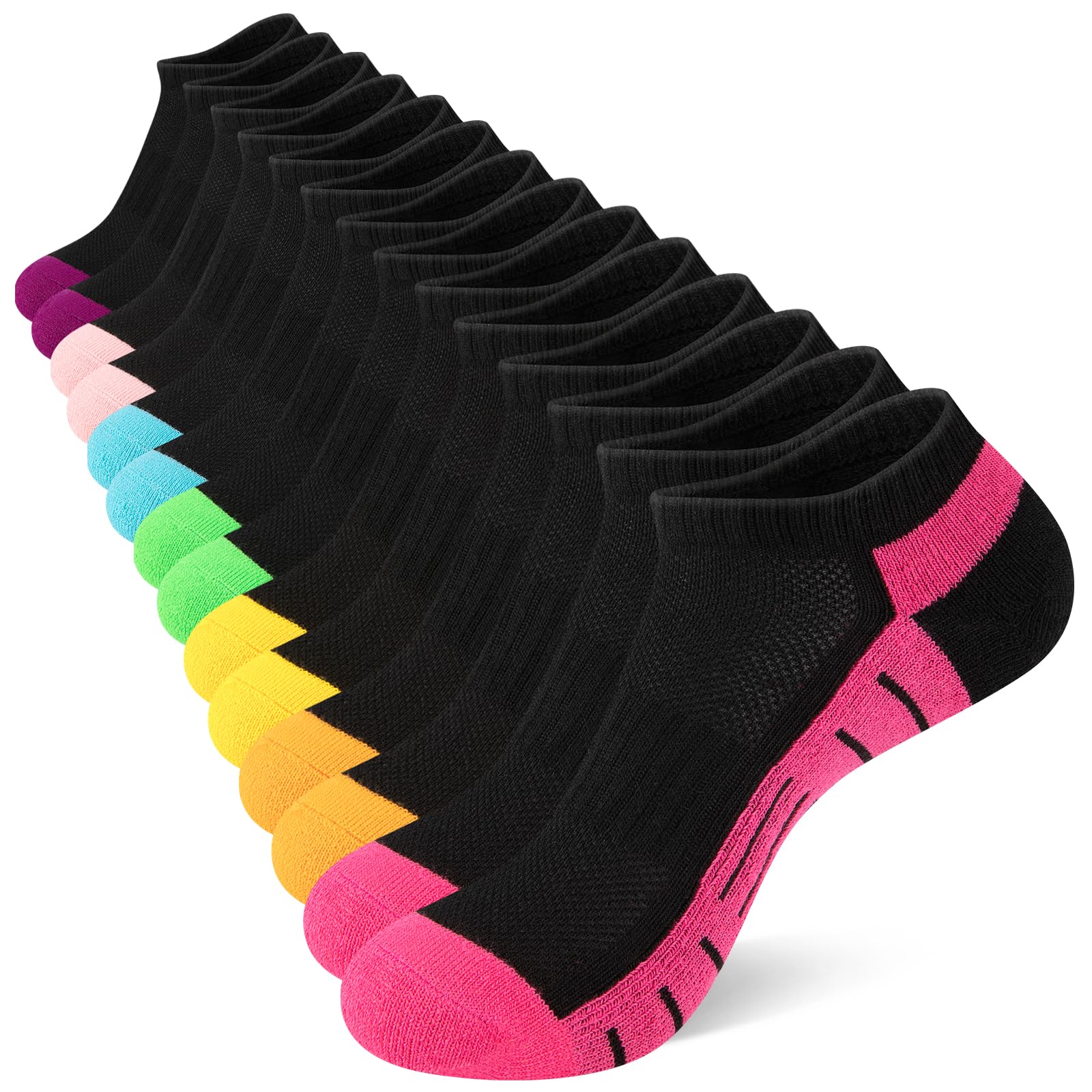7 Pairs Ankle Socks Womens Athletic Cushioned Running Low Cut Socks for Women