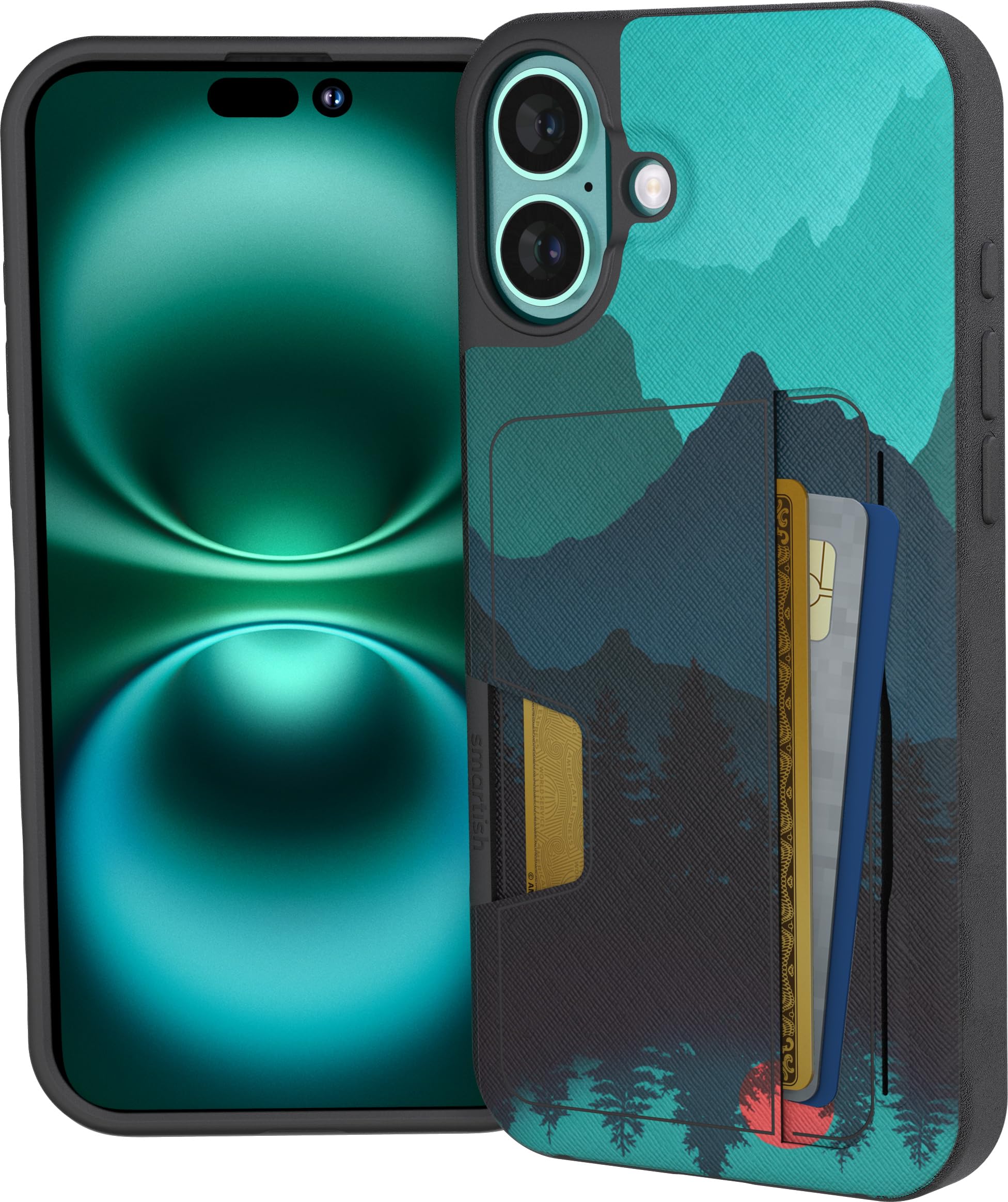 Smartish® Funda Tipo Cartera para iPhone 16 Plus – Wallet Slayer Vol 2 [Delgada + Protectora] Soporte para Tarjetas de crédito con Soporte, Cubierta Oculta Probada para Ranuras para Tarjetas