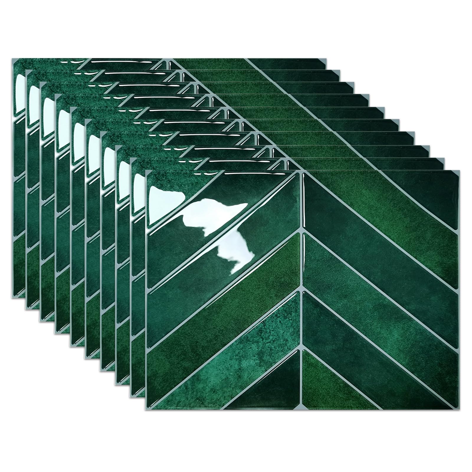10 piastrelle adesive 3D in vinile, autoadesive, per cucina, impermeabili, paraspruzzi, piastrelle autoadesive per bagno e cucina, colore verde avocado