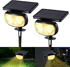 Moxled Solar Lights for Outdoor Garden, 3000 K Warm White Solar Spotlight, Pack of 2, IP65 Waterproof Garden Lights, 11 Modes Solar Lights for Outdoor Garden, Yard, Walkway