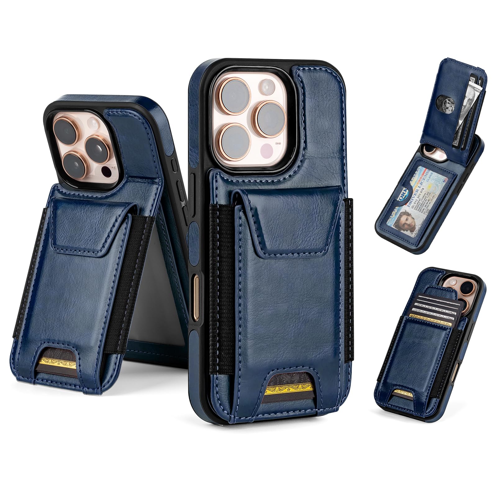 SkyEagle Compatible with iPhone 16 Pro Wallet Case with Card Holder,Women Men Phone Case PU Leather RFID Blocking Shockproof Magnetic Flip Cover