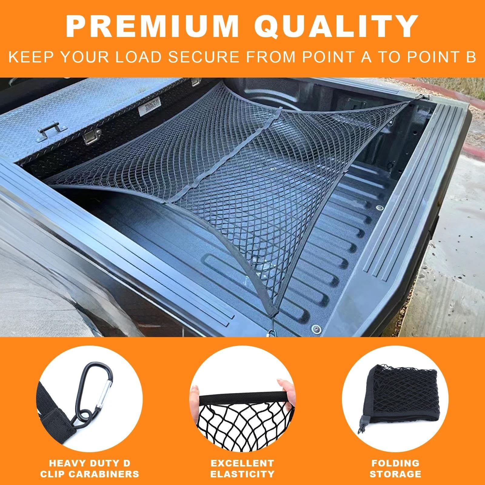 Rete Portaoggetti Auto Rete Di Carico Per Camion Pick-up SUV Furgoni Organizer A Doppio Strato Altamente Elastico Con Borsa Portaoggetti Pieghevole Ed Estensibile Rete da carico(Monolayer)