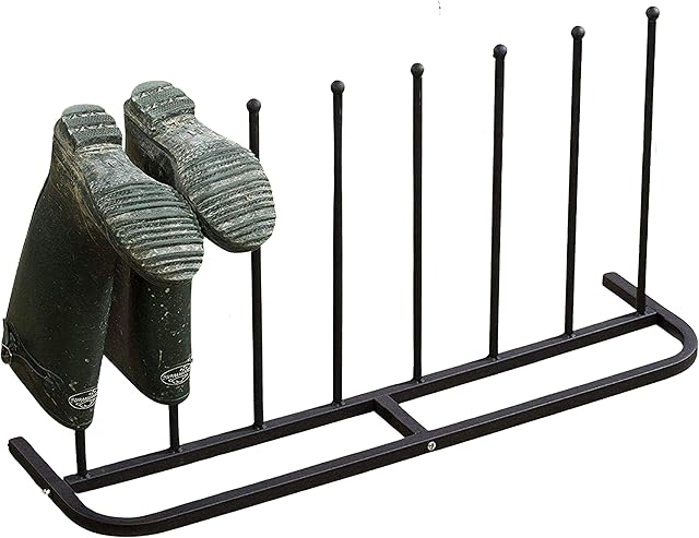 Direct Online Houseware 4 Pair Black Paint-Coated Boot Shoe Rack Welly Holder Stand Wardrobe Storage Organizer