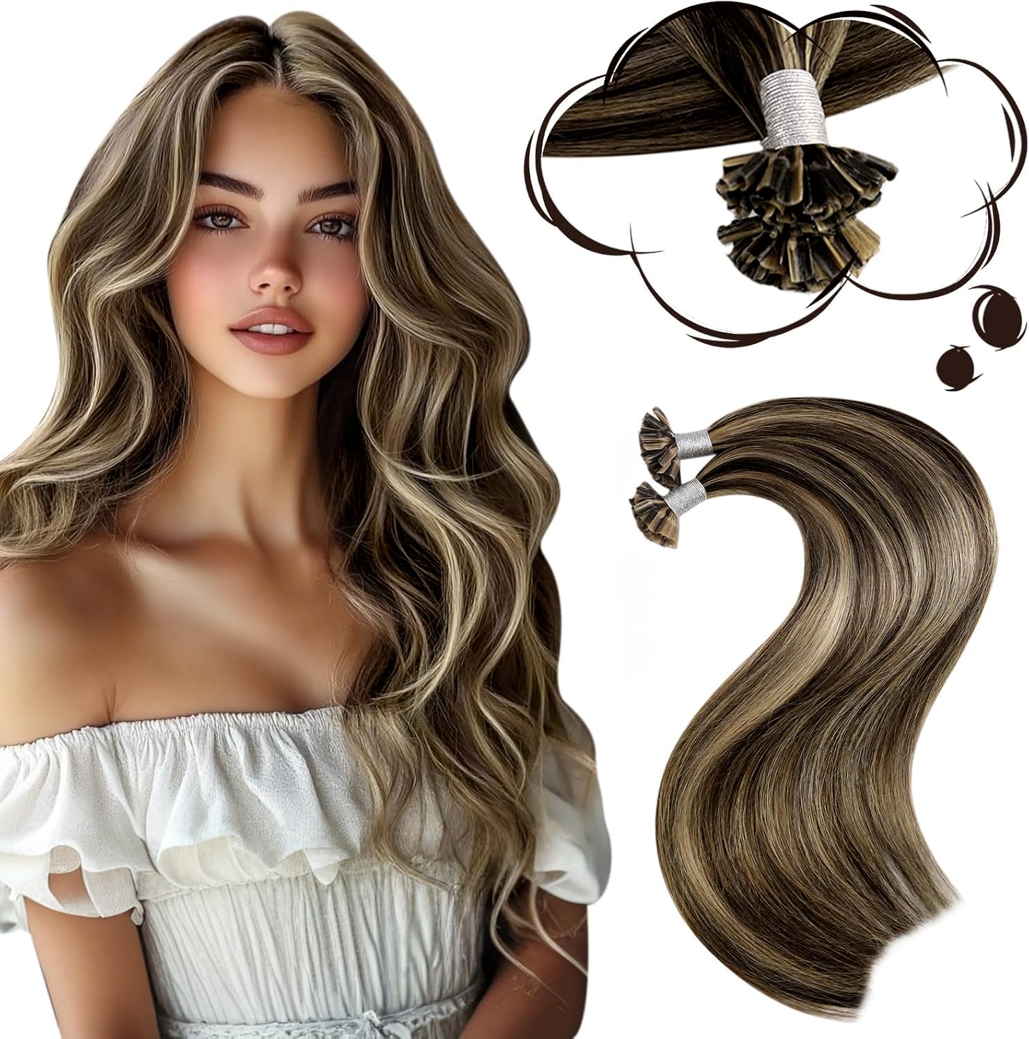 Moresoo Haarverlängerung Echthaar Bondings Extensions Echthaar Bondings