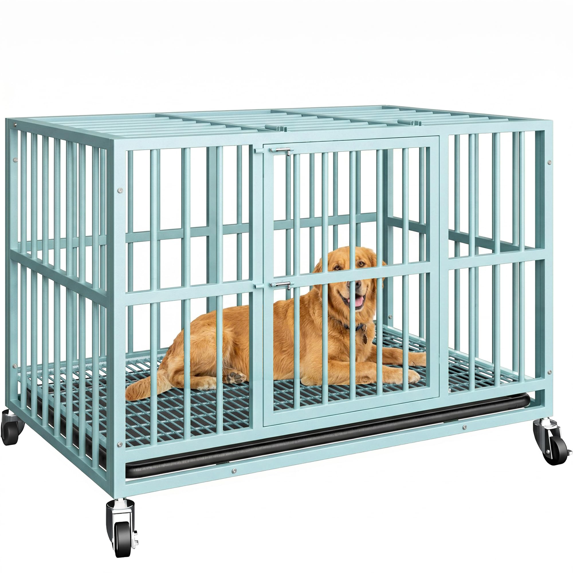 48 Inch Heavy Duty Dog Crate, Dog crates for Large Dogs, Green
