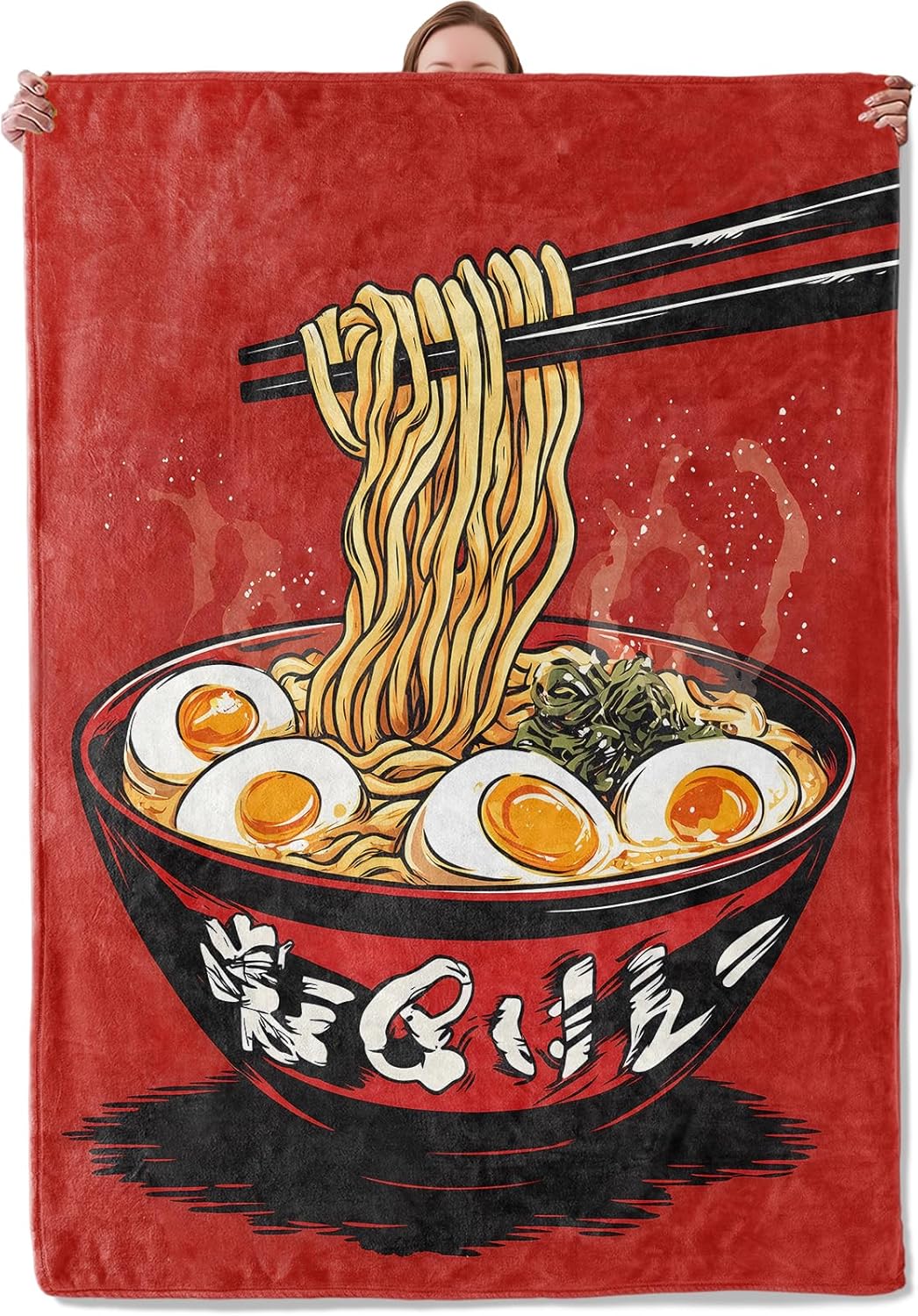 Japanese Ramen Blanket, Food-Themed Flannel Blanket Gifts for Women, Soft Warm Lightweight Blankets for Living Room Home Travel Decor 60" x 80"