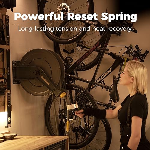 Miniatura 2 de GLAHODEN Carrete de manguera de aire de doble brazo de 50 pies retráctil, manguera híbrida de 12 pulgada, carrete de manguera de compresor de aire