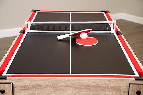 Miniatura 8 de Hathaway Madison - Mesa multijuego 6 en 1 de 54 pulgadas, ideal para salas de juegos familiares, incluye billar, futbolín, hockey deslizante, tenis