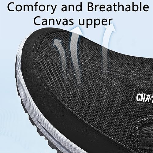 Miniatura 3 de Mocasines de lona sin cordones con soporte de arco para hombre, para exteriores, informales, antideslizantes, ortopédicos, planos, zapatos