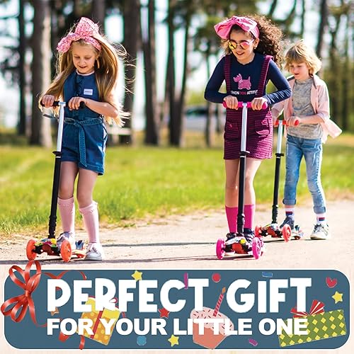 Miniatura 6 de Patinete de 3 ruedas para niños, patinete para niños de 3 a 6 años de edad, scooter para niños y niñas con ruedas iluminadas, mini scooter para niños