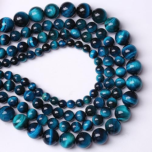Miniatura 3 de 88 cuentas de ojo de tigre azul de 564 de pulgada (0.157 in) con piedras preciosas naturales espaciadoras sueltas para hacer joyas, pulseras y