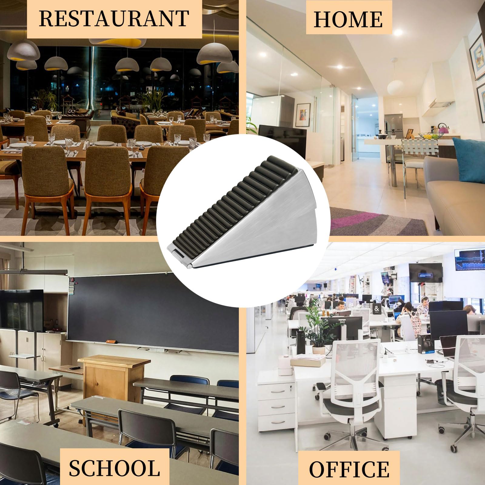 Heavy Door Stop, Heavy Duty Stainless Steel Spring Door Stopper, Tall Door Weight Up to 3 Inch, Non-Slip Rubber Grip - Image 2