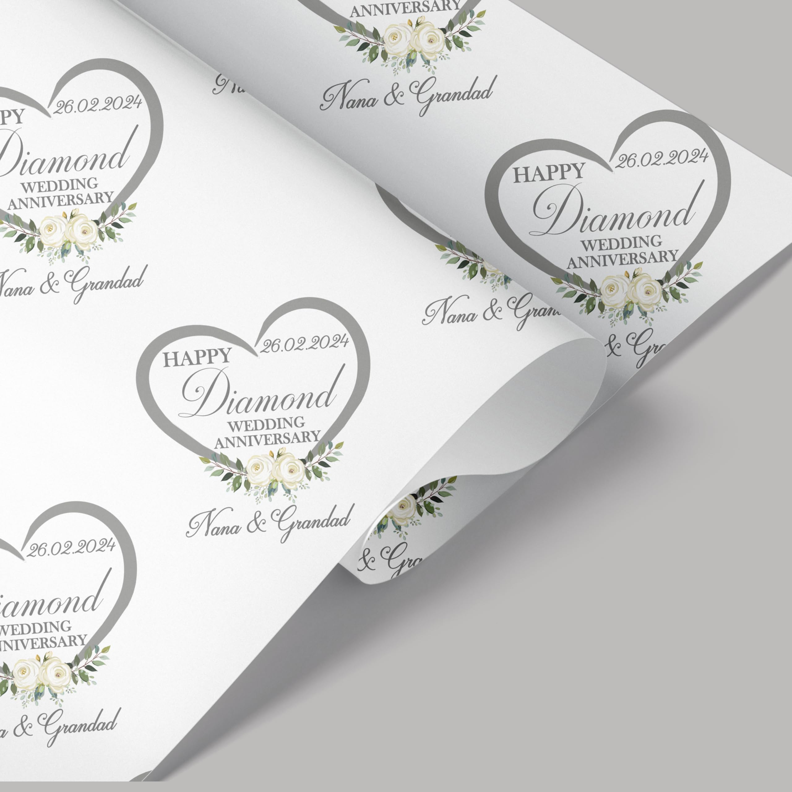 Personalised Wedding Anniversary Wrapping Paper, Wrapping Paper With Name, Custom Gift Wrap