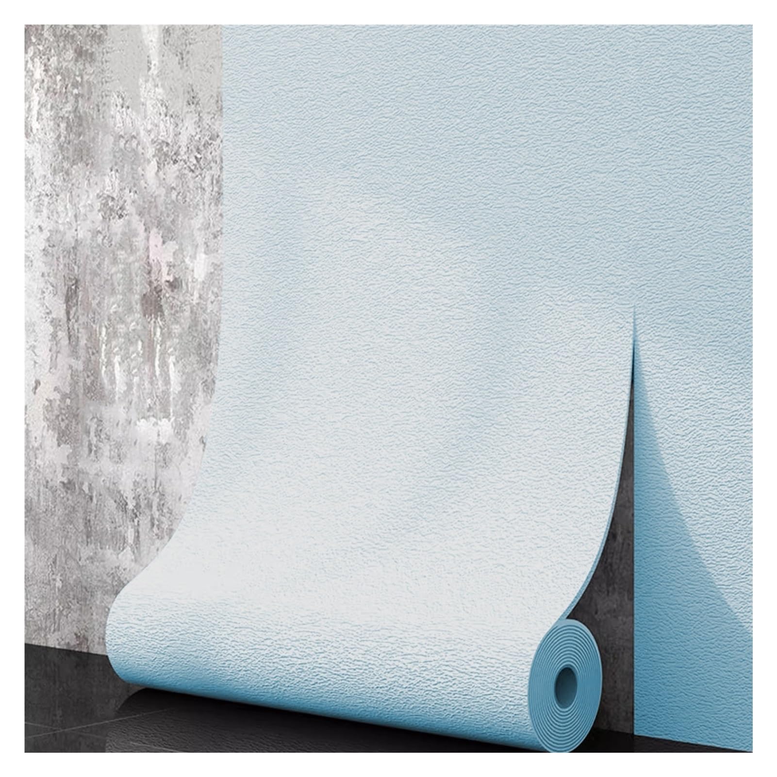 Papier peint en mousse effet lin bleu adhésif 10M doux et anti-collision