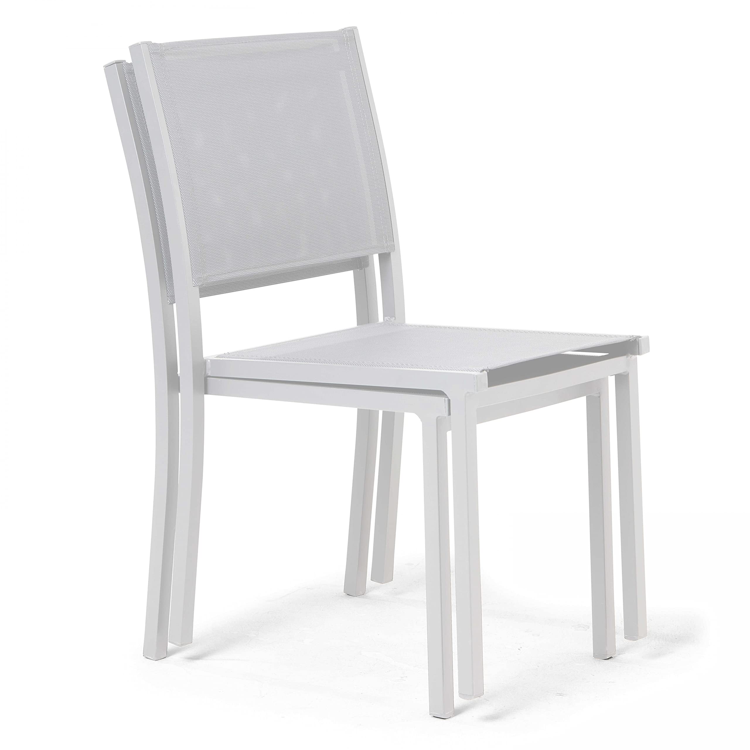 Oviala Lot de 2 chaises de Jardin Aluminium et textilène Blanc