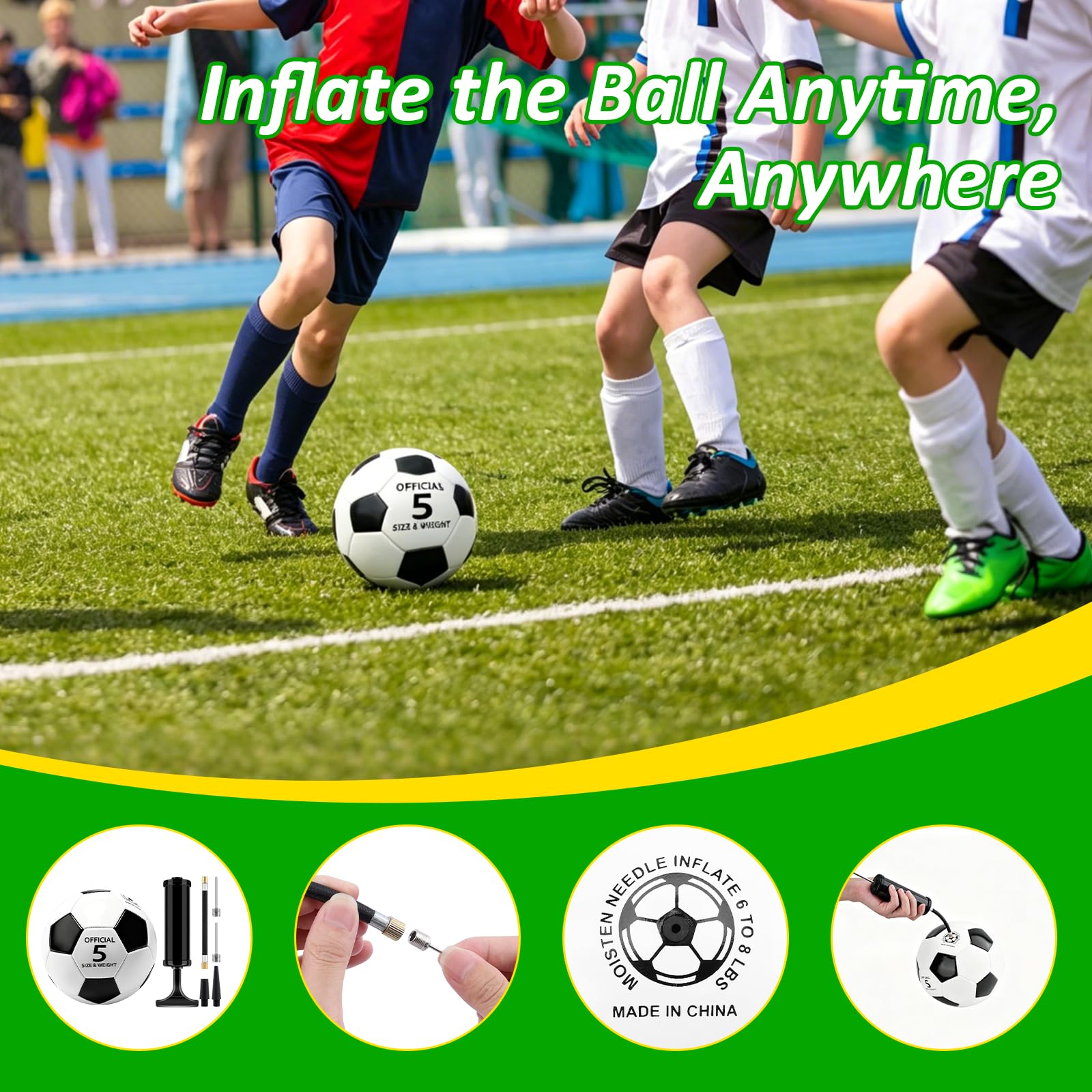 NICEMOVIC Palloni da calcio sgonfi, misura 5, con pompe, articoli sfusi natalizi per adulti, donazione di beneficenza, treno, gioco di pratica, palline da calcio sgonfiate con aghi per pompa