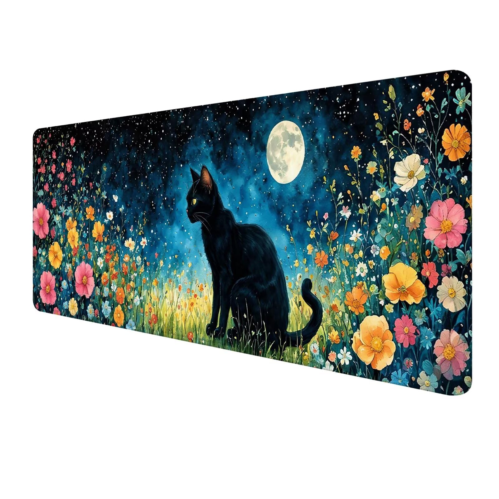 Blu Tappetino Mouse Gaming, Tappetino Mouse XXL 1200 x 500 mm, Tappetino Mouse Gatto, Mouse Pad con Base Antiscivolo, Bordi Cuciti Tappetino per Mouse, Tappetino Mouse Gaming di Alta Precisione S-271
