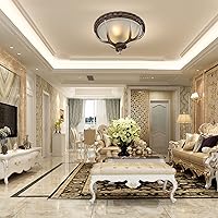 Vista 6 de Lámpara de techo semiempotrada de cristal con 3 luces de bronce rústico estilo cuenco