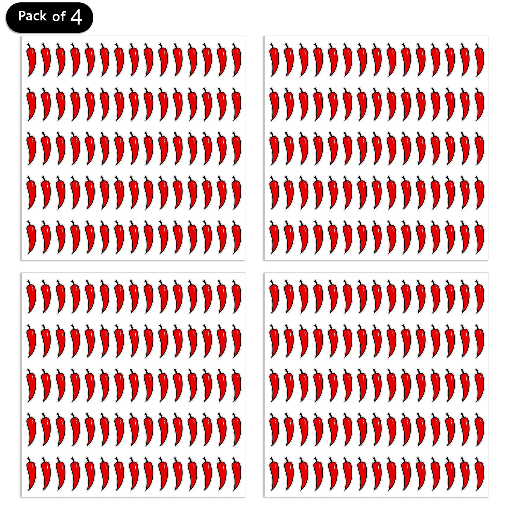 DealzEpic Red Chili Pepper Stickers – 300 Self-Adhesive Spicy Level Labels (Peel & Stick)