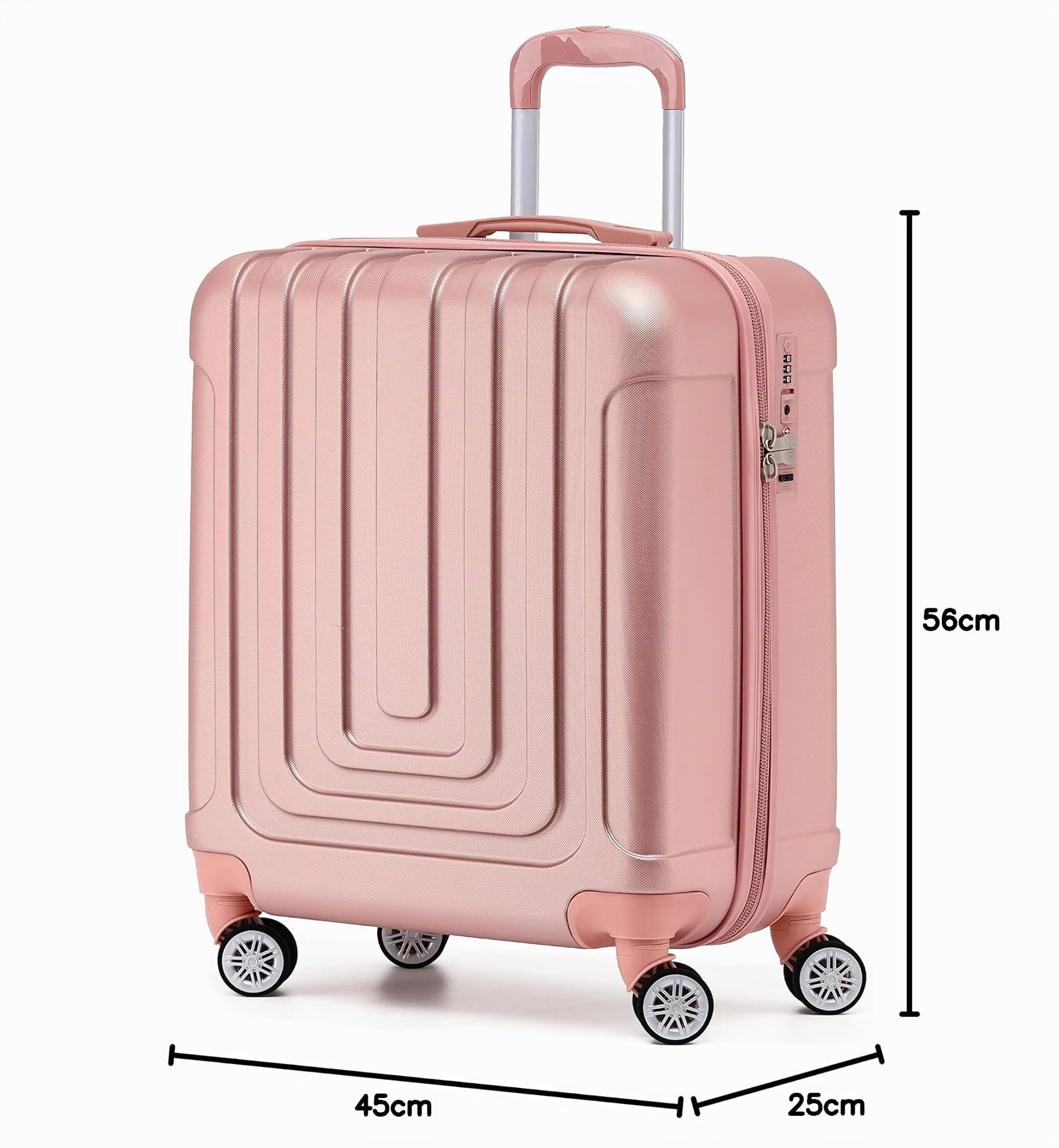 Flight Knight Maleta De Mano Rigida Y Ligera Premium - 8 Ruedas Giratorias - Cerradura TSA Incorporada con Puerto USB - Aprobada por Mas De 100 Aerolineas como EasyJet para Cabina Grande - 56x45x25cm