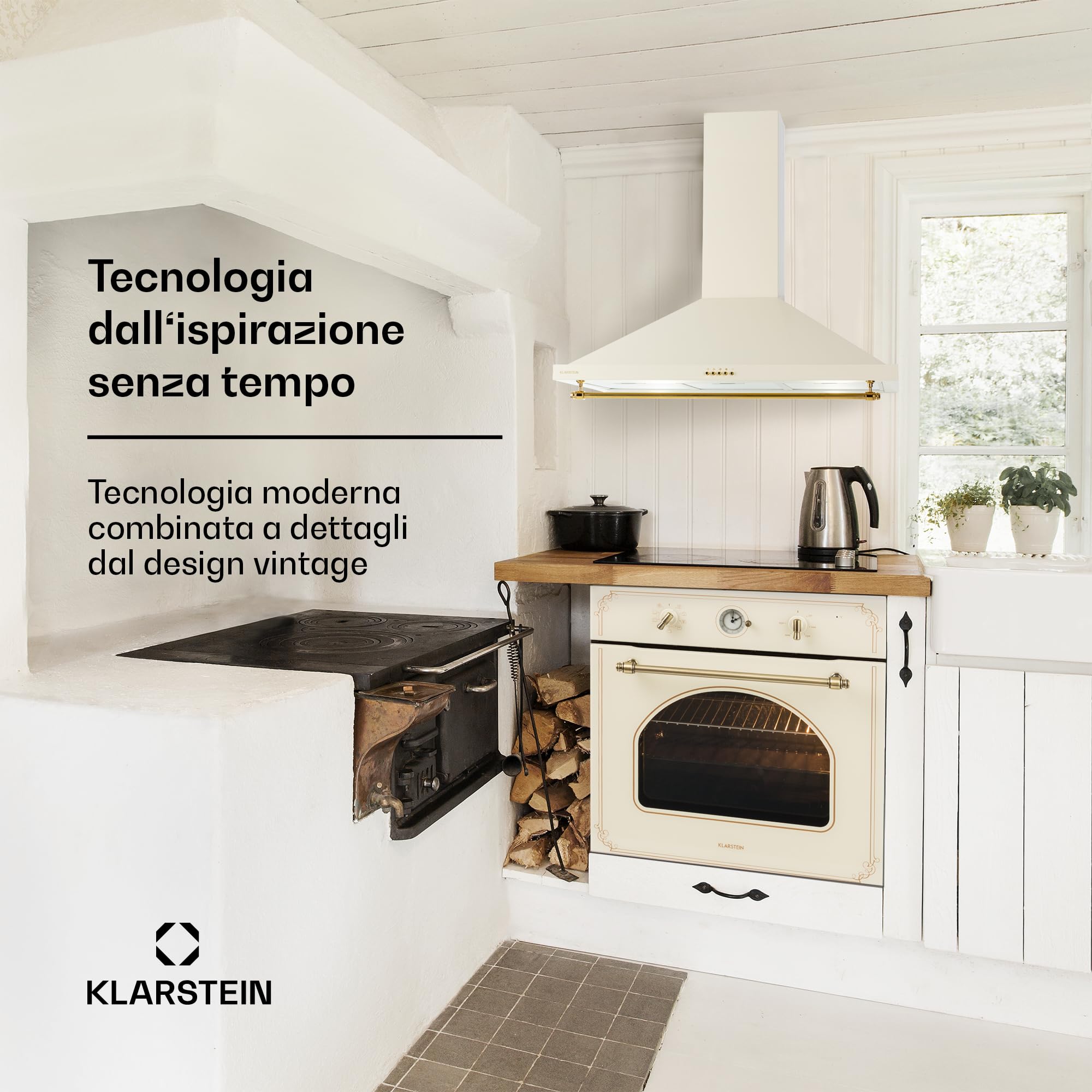 Klarstein Cappa Aspirante 90 cm, Cappa Cucina 90cm, Ventola Cappa Cucina in Acciaio Inox a Parete, 591.5m³/h, LED, Cappa Aspirante Filtrante Classe A, Cappa Aspirante Cucina con Filtro per Cappa